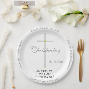 Christening Silver Cross NAMES Pappteller