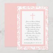 Christening Soft Pink Paisley Einladung (Vorne/Hinten)