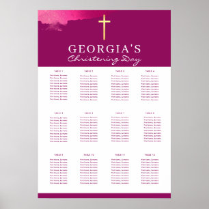 CHRISTENING TABLE PLAN 12 Tabellen rosa Pflaumenkr Poster