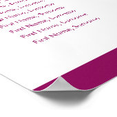 CHRISTENING TABLE PLAN 6 tables modern plum pink Poster (Ecke)