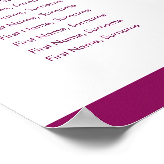 CHRISTENING TABLE PLAN 6 tables modern plum pink Poster (Ecke)