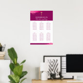 CHRISTENING TABLE PLAN 6 tables modern plum pink Poster (Heimbüro)