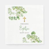 Christening Taufe Boy Girl Watercolor Grüne Serviette (Vorderseite)