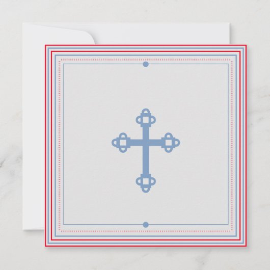 Christening Taufe Einfaches Script Blue Red Modern Ankündigung (Rückseite)
