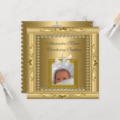 Christening Taufe Gold Foto Frame Bow Karte (Vorderseite/Rückseite Beispiel)
