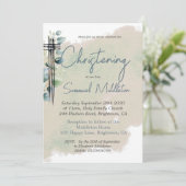 Christening Taufe Modernes botanisches Elegantes K Einladung (Stehend Vorderseite)