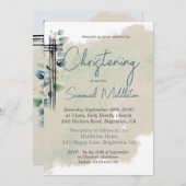 Christening Taufe Modernes botanisches Elegantes K Einladung (Vorne/Hinten)