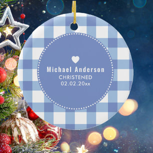 Christening Taufe Niedlich Baby Boy Kids Foto Blue Keramik Ornament