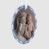 Christening Taufe Niedlich Baby Boy Kids Foto Blue Ornament (Vorderseite)