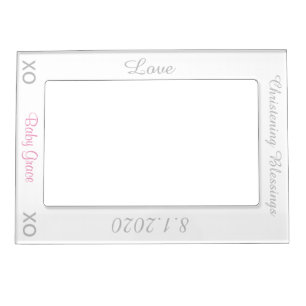 Christening White Pink Vertikal Magnetic Frame Magnetischer Bilderrahmen