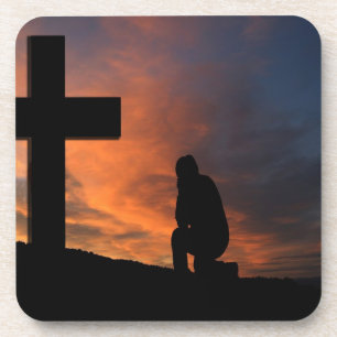 Christentum Glaube Kreuz Jesus Frieden Liebe Schic Getränkeuntersetzer