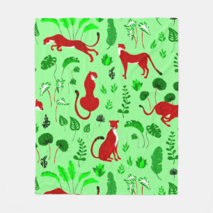 Christi-Leopard-Cheetah Monstero Pflanze Fleecedecke