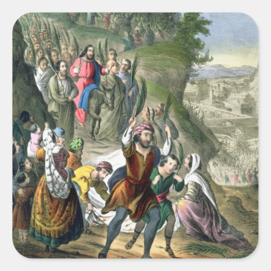 Christi-Triumpheinreise nach Jerusalem, aus einer  Quadratischer Aufkleber (Vorderseite)