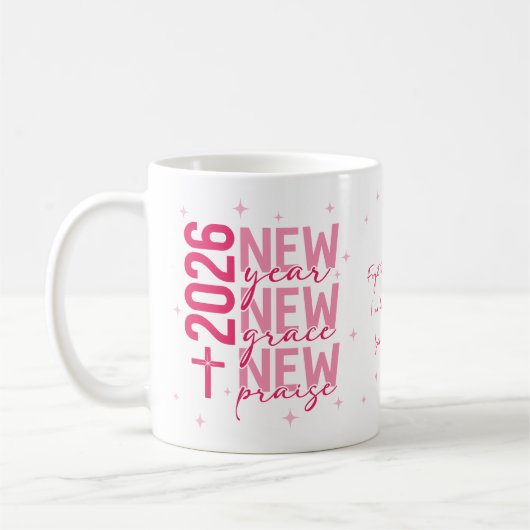 Christian 2026 New Year Custom Scripture Cross Kaffeetasse (Links)