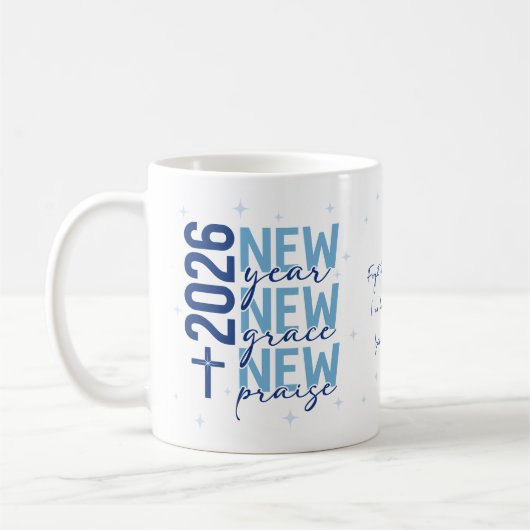 Christian 2026 New Year Custom Scripture Cross Kaffeetasse (Links)