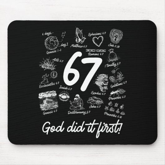 Christian 6 7 Meme Six Seven 67 Bible Verse Script Mousepad (Vorne)