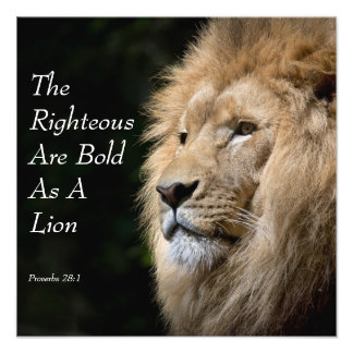 Christian Art - Lion - Proverbs 28:1 Fotodruck