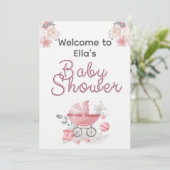 Christian Baby Girl Shower Personalized Text Photo Einladung (Stehend Vorderseite)