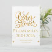Christian Baby Shower Personalized Name And Date Einladung (Stehend Vorderseite)