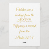 Christian Baby Shower Personalized Name And Date Einladung (Rückseite)