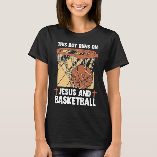 Christian Baller This Boy Runs On Jesus And Basket T-Shirt (Vorderseite)