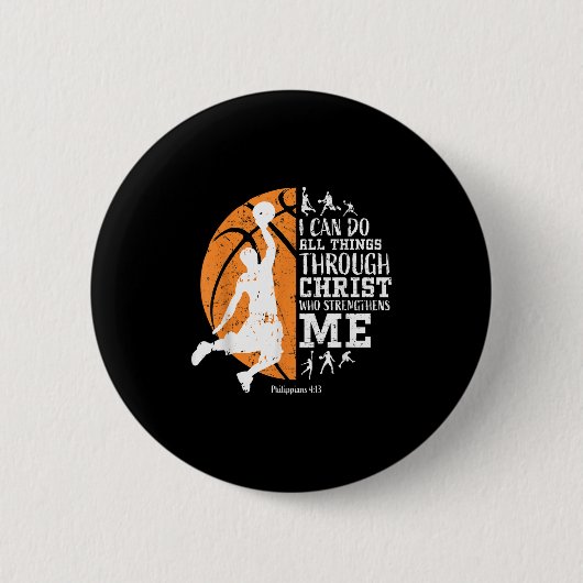 Christian Basketball I Can Do All Things Through C Button (Vorderseite)