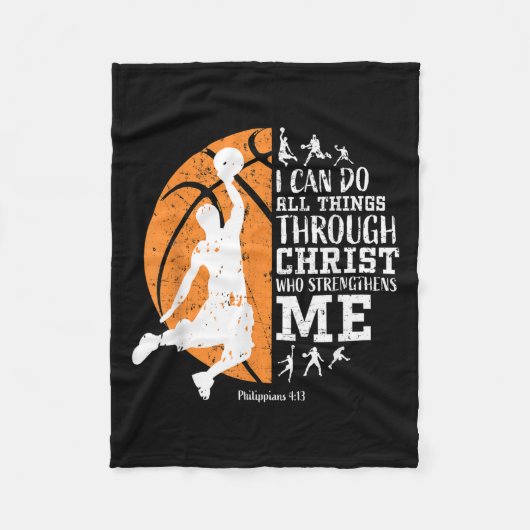 Christian Basketball I Can Do All Things Through C Fleecedecke (Vorderseite)