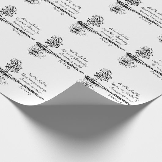 Christian Bible Encouraging Scripture Psalm 1:3  Geschenkpapier (Ecke)