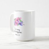 Christian Bible Verse Be Strong Courageous Floral Kaffeetasse (Vorderseite Links)