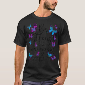 Christian Bible Verse Be Strong Joshua 19 Butterfl T-Shirt