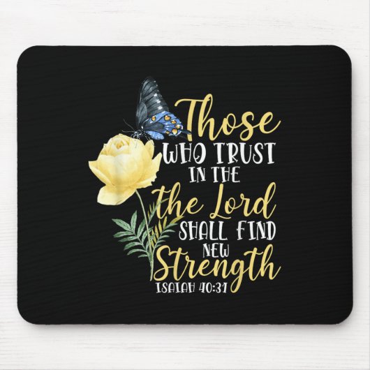 Christian Bible Verse Butterfly Rose Flower Isaiah Mousepad (Vorne)