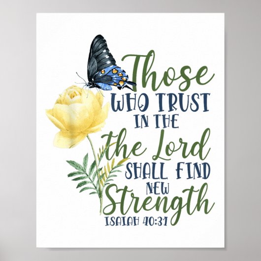 Christian Bible Verse Butterfly Rose Flower Isaiah Poster (Vorne)