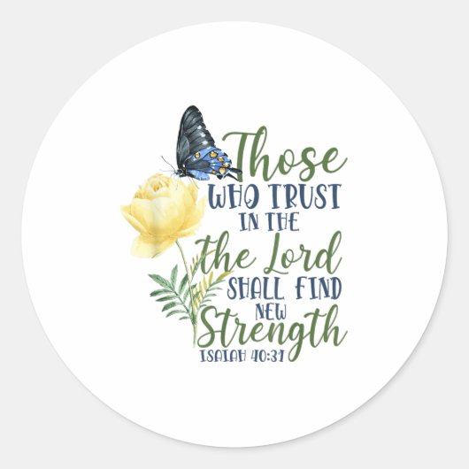 Christian Bible Verse Butterfly Rose Flower Isaiah Runder Aufkleber (Vorderseite)