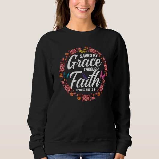 Christian Bible Verse Ephesians 28 Flower Butterfl Sweatshirt (Vorderseite)