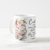 Christian Bible Verse Psalms Floral Coffee Mug Kaffeetasse (Vorderseite Links)