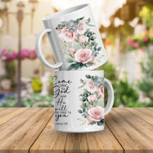 Christian Bible Verse Psalms Floral Coffee Mug