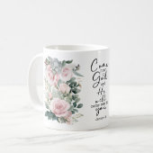 Christian Bible Verse Psalms Floral Coffee Mug Kaffeetasse (Vorderseite Links)