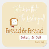 Christian Bread Logo | Bäckerei Café Gemeinschaft Quadratischer Aufkleber (Vorderseite)