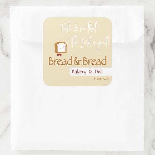 Christian Bread Logo | Bäckerei Café Gemeinschaft Quadratischer Aufkleber (Tasche)