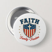   Christian-Button „Glaube Familie Freiheit“   Button (Vorne & Hinten)