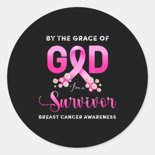 Christian By Grace Of God Survivor Breast Cancer A Runder Aufkleber (Vorderseite)