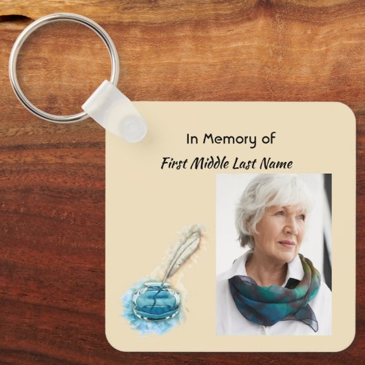 Christian Celebration of Life Service Feather Pen Schlüsselanhänger (Vorderseite)