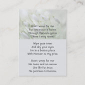 Christian Celebration of Life  Snowdrop Flowers Visitenkarte (Rückseite)