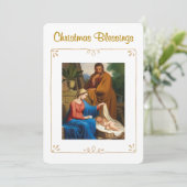 Christian Christmas Blessings Holy Family Feiertagskarte (Stehend Vorderseite)