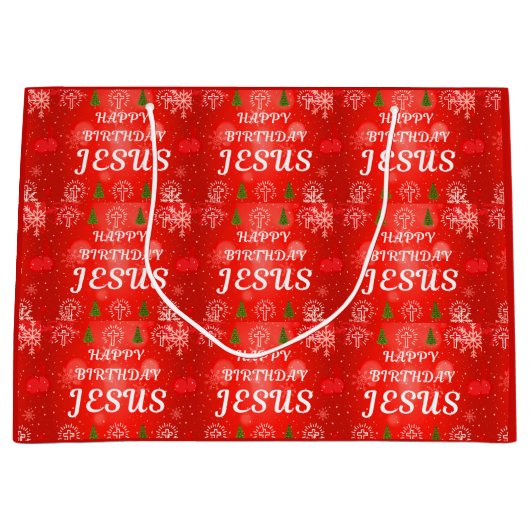 Christian Christmas Gift Bags Happy Birthday Jesus Große Geschenktüte (Vorderseite)