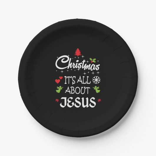 Christian Christmas - It's All About Jesus T-Shirt Pappteller (Vorderseite)