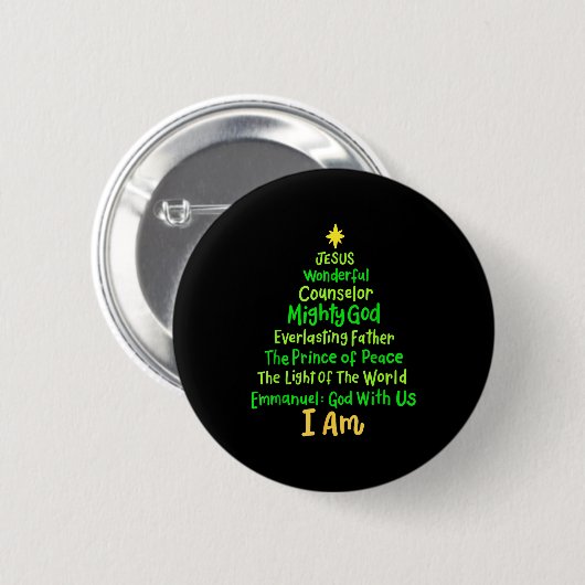 Christian Christmas Jesus Bible Names Xmas Tree Sh Button (Vorne & Hinten)