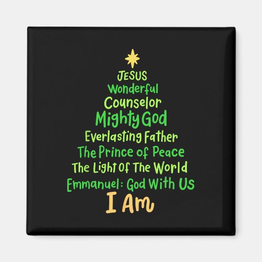 Christian Christmas Jesus Bible Names Xmas Tree Sh Magnet (Vorne)
