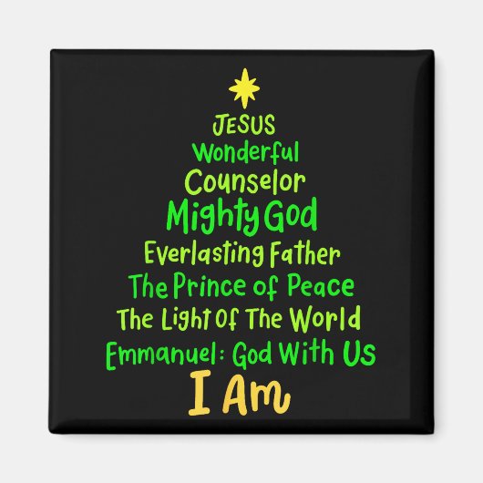 Christian Christmas Jesus Bible Names Xmas Tree Sh Magnet (Vorne)