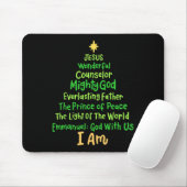 Christian Christmas Jesus Bible Names Xmas Tree Sh Mousepad (Mit Mouse)
